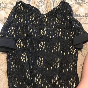 gianni bini lace and gold top